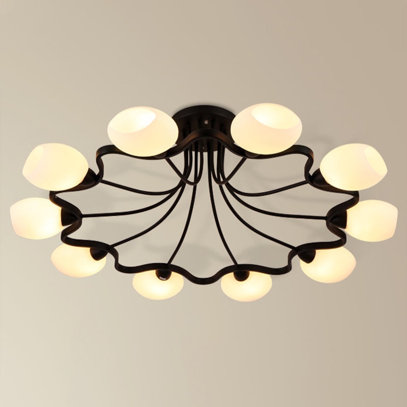 Ronde semi-inbouwlamp Melkglas Traditionele inbouwplafondlamp