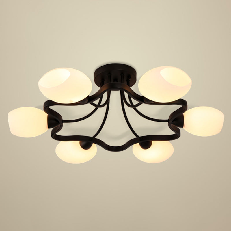 Ronde semi-inbouwlamp Melkglas Traditionele inbouwplafondlamp