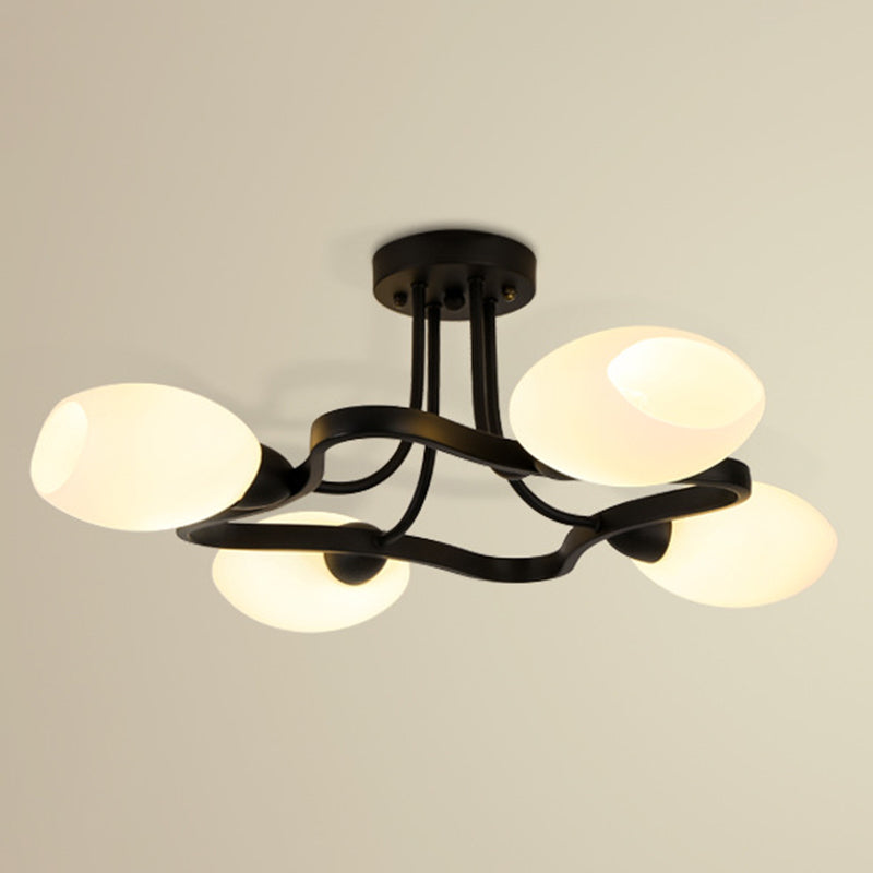 Ronde semi-inbouwlamp Melkglas Traditionele inbouwplafondlamp