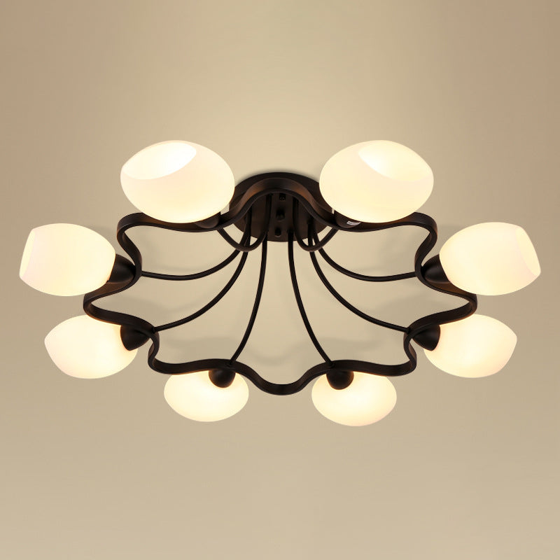 Ronde semi-inbouwlamp Melkglas Traditionele inbouwplafondlamp