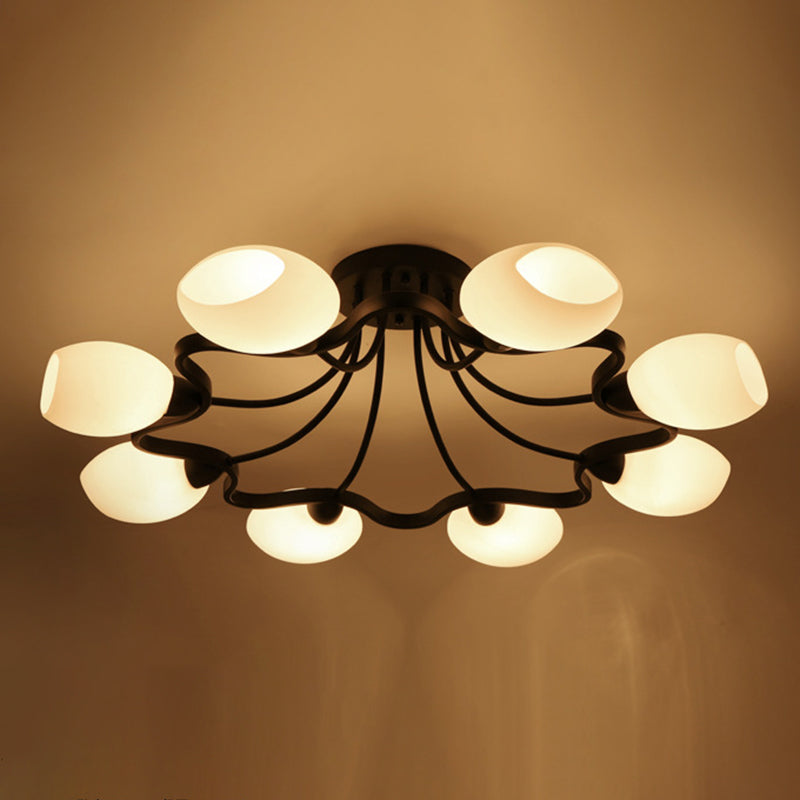 Ronde semi-inbouwlamp Melkglas Traditionele inbouwplafondlamp