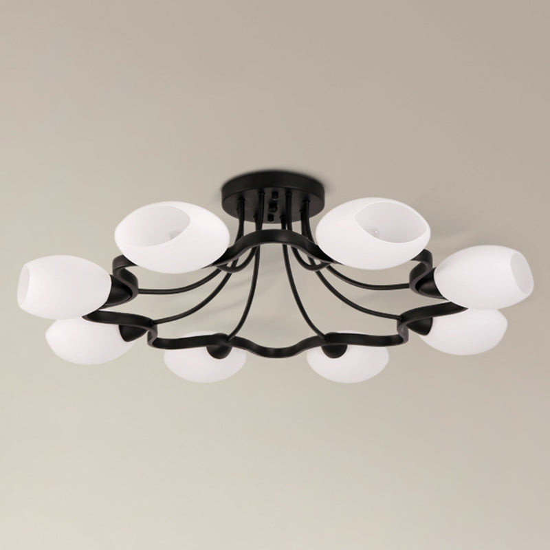 Ronde semi-inbouwlamp Melkglas Traditionele inbouwplafondlamp