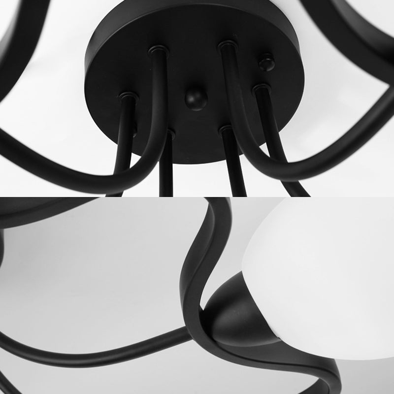 Ronde semi-inbouwlamp Melkglas Traditionele inbouwplafondlamp