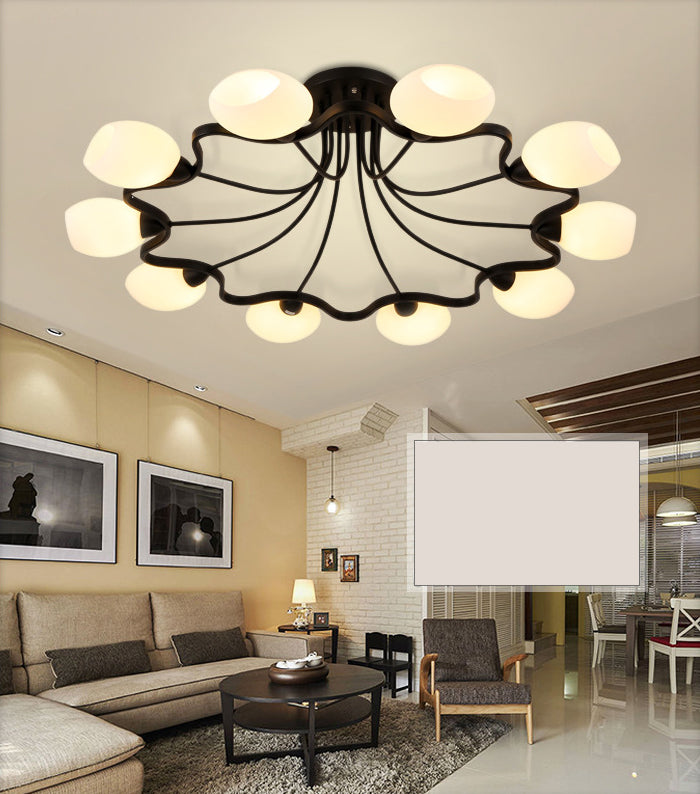 Ronde semi-inbouwlamp Melkglas Traditionele inbouwplafondlamp