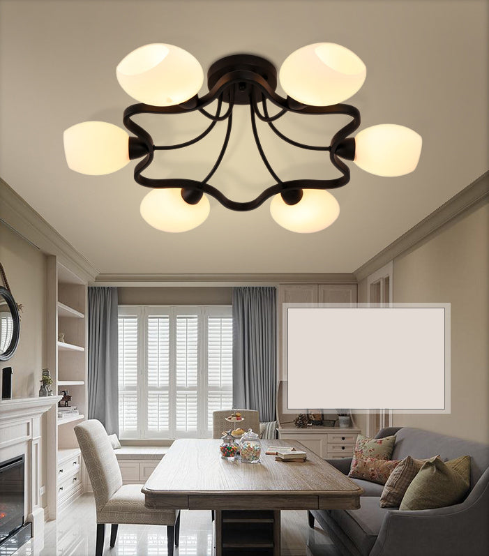 Ronde semi-inbouwlamp Melkglas Traditionele inbouwplafondlamp