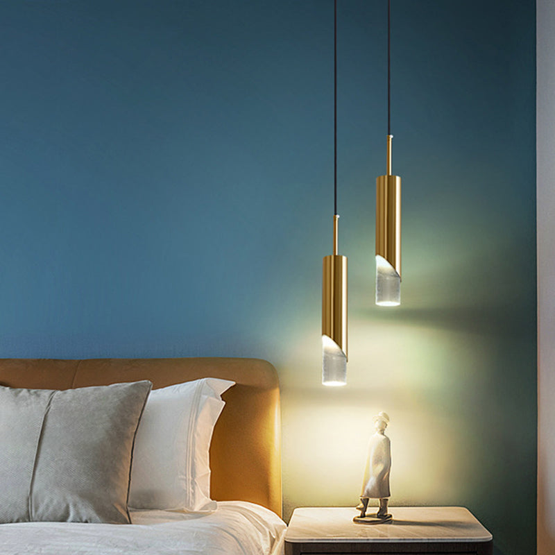 Cylinder Pendant Ceiling Light Minimalist Acrylic LED Hanging Pendant Light for Bedroom