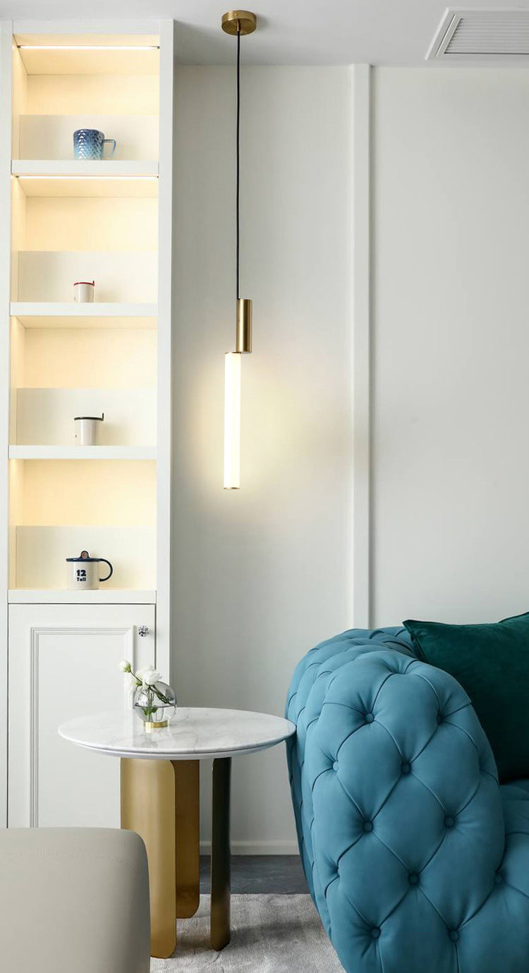 Cylindrical Hanging Ceiling Light Modern Acrylic LED Bedroom Suspended Lighting Fixture