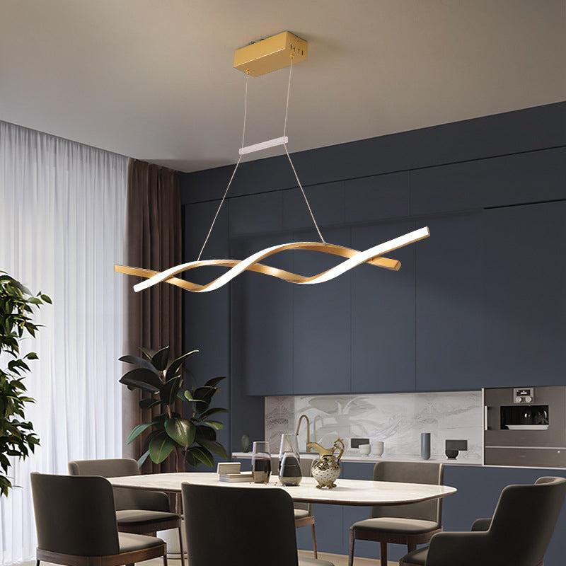 Metal Shaded Island Chandelier Light Minimalist Style LED Gold Pendant Lighting Fixture