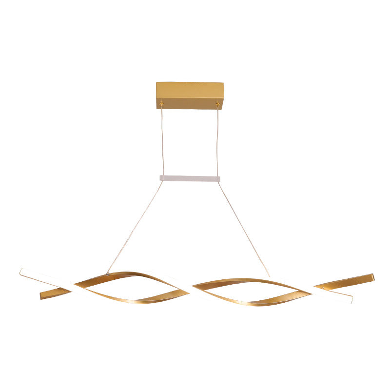 Metal Shaded Island Chandelier Light Minimalist Style LED Gold Pendant Lighting Fixture