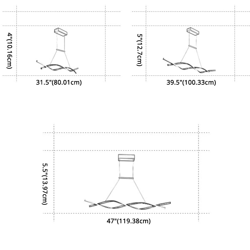 Metal Shaded Island Chandelier Light Minimalist Style LED Gold Pendant Lighting Fixture