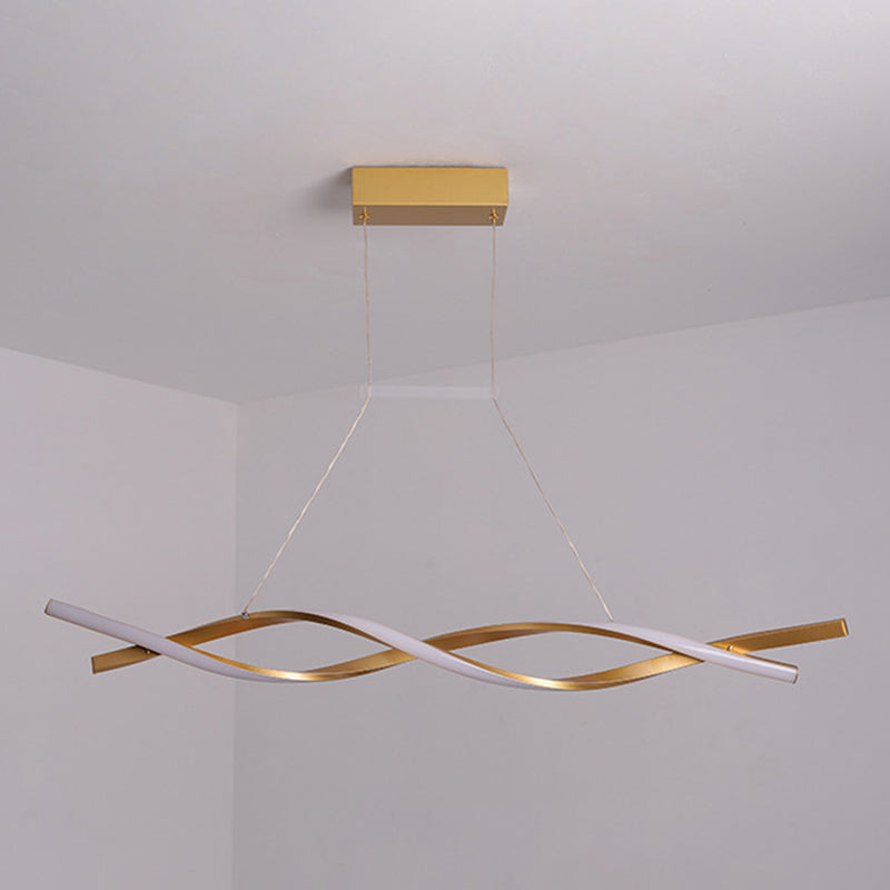 Metal Shaded Island Chandelier Light Minimalist Style LED Gold Pendant Lighting Fixture