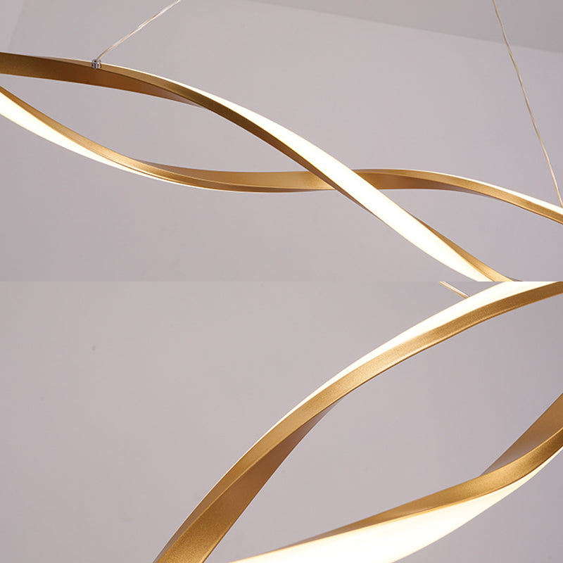 Metal Shaded Island Chandelier Light Minimalist Style LED Gold Pendant Lighting Fixture