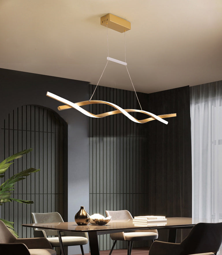 Metal Shaded Island Chandelier Light Minimalist Style LED Gold Pendant Lighting Fixture