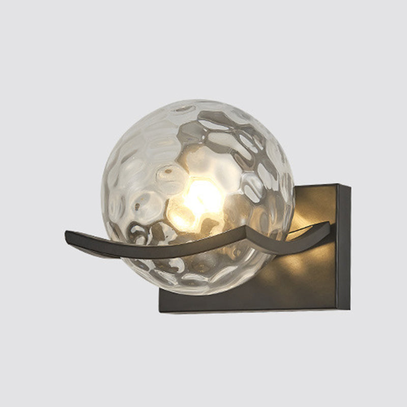Black Globe Wall Lamp in Modern Creative Style Wrought Iron Wall Light with Glass Shade