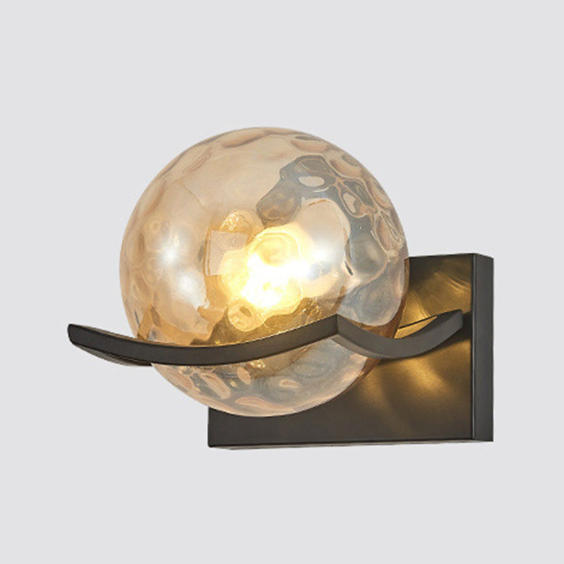 Black Globe Wall Lamp in Modern Creative Style Wrought Iron Wall Light with Glass Shade