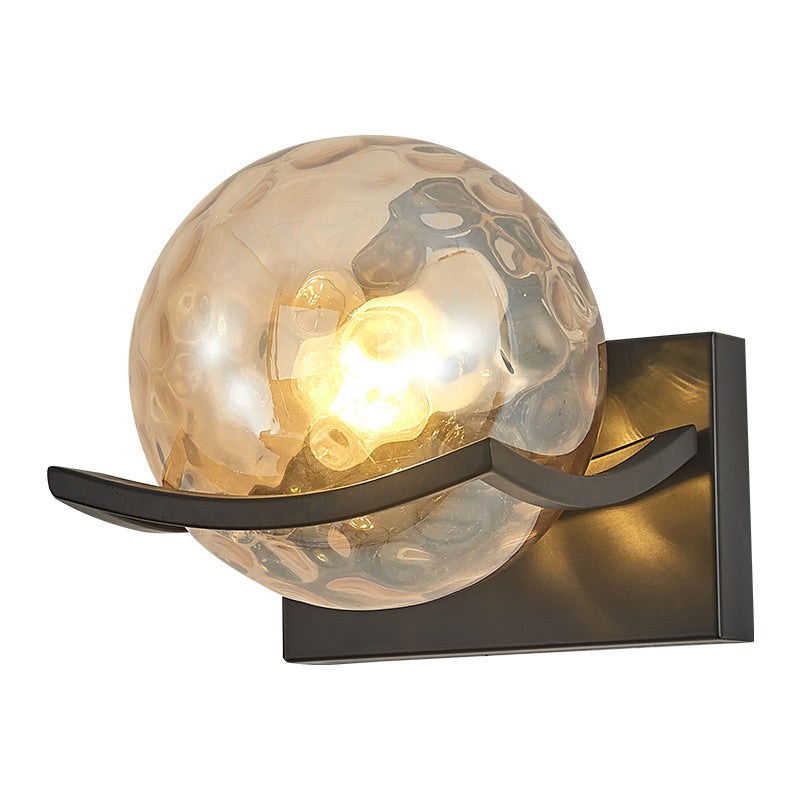 Black Globe Wall Lamp in Modern Creative Style Wrought Iron Wall Light with Glass Shade