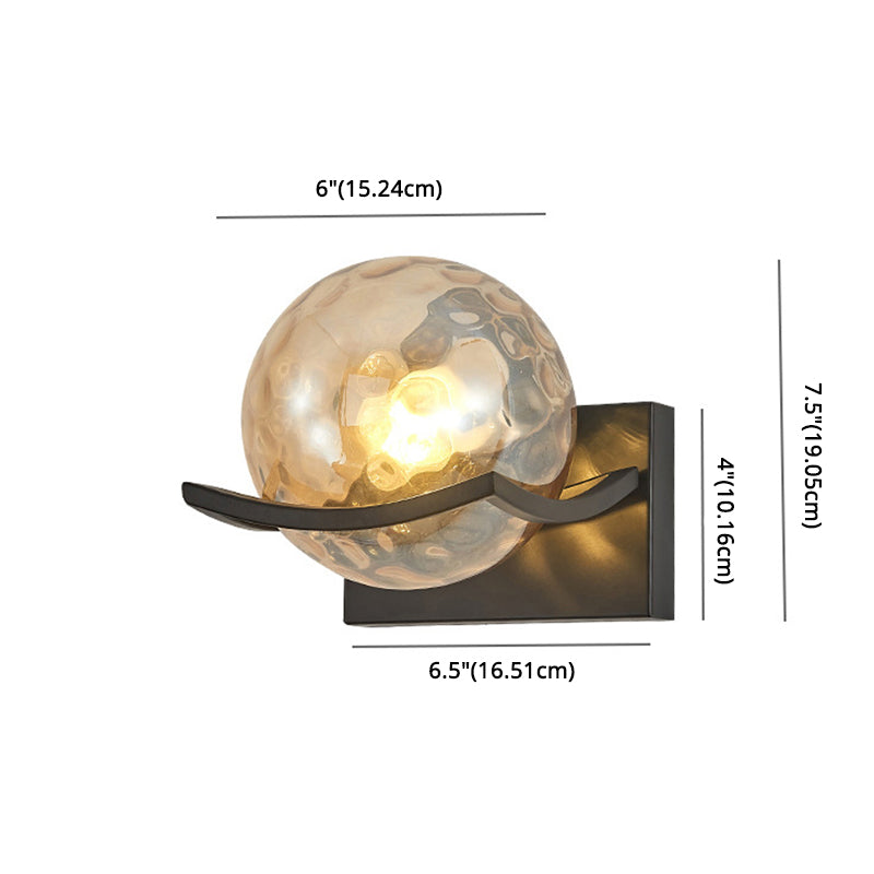 Black Globe Wall Lamp in Modern Creative Style Wrought Iron Wall Light with Glass Shade