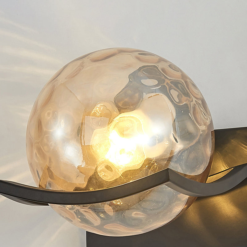 Black Globe Wall Lamp in Modern Creative Style Wrought Iron Wall Light with Glass Shade