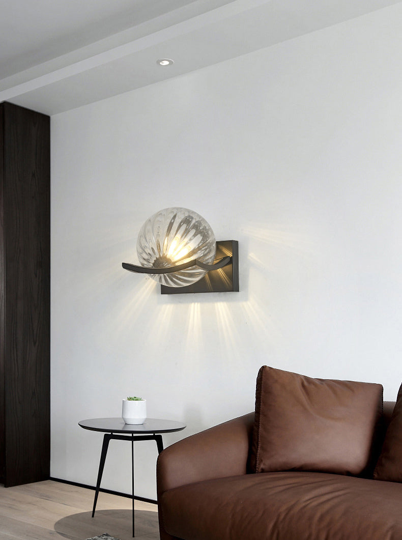 Black Globe Wall Lamp in Modern Creative Style Wrought Iron Wall Light with Glass Shade