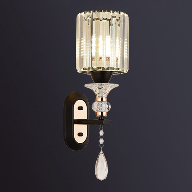 Modern Artistic LED Wall Lamp Copper Geometric Wall Sconce with Crystal Shade