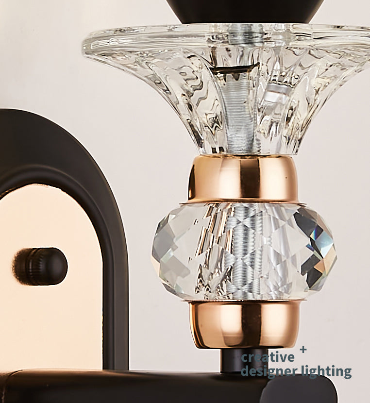 Modern Artistic LED Wall Lamp Copper Geometric Wall Sconce with Crystal Shade