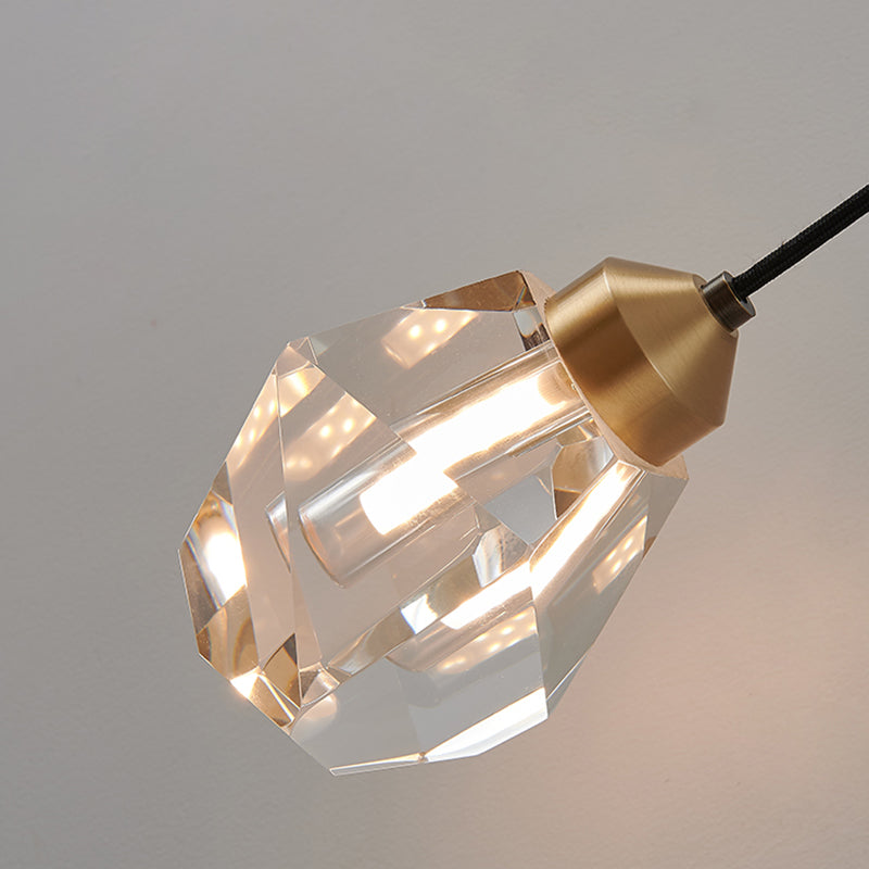 Gold Geometric Hanging Wall Lamp in Modern Luxury Style Copper Wall Sconce with Crystal Shade
