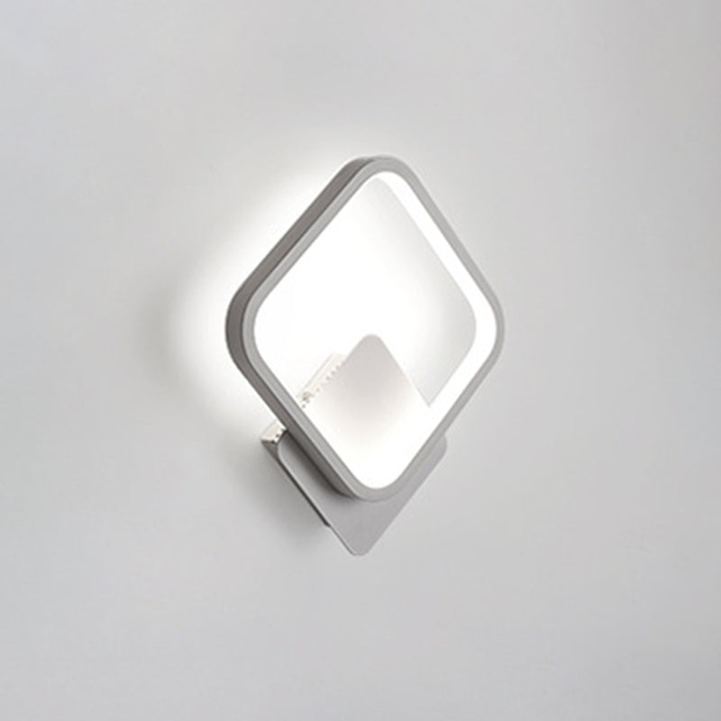Wit geometrische LED -wandlamp in moderne eenvoud Smeedijzeren wandonderdelen met acrylschaduw
