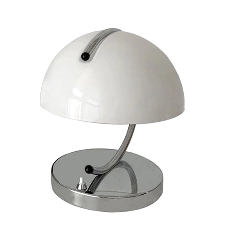 Nordic Dome Glass Nightstand Lamp Single-Bulb Bedroom Table Light with C-Shaped Arm
