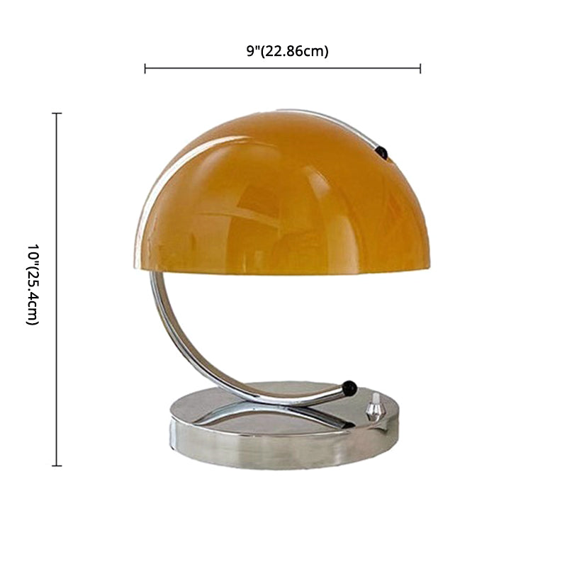 Nordic Dome Glass Nightstand Lamp Single-Bulb Bedroom Table Light with C-Shaped Arm