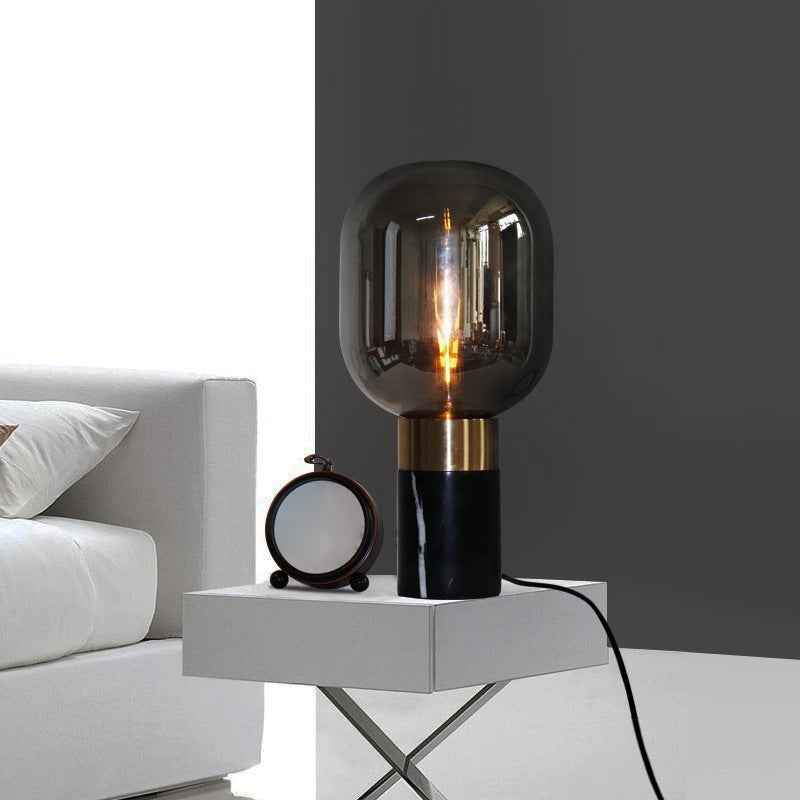 Capsule Shaped Glass Nightstand Lamp Postmodern 1 Bulb Table Light for Bedroom