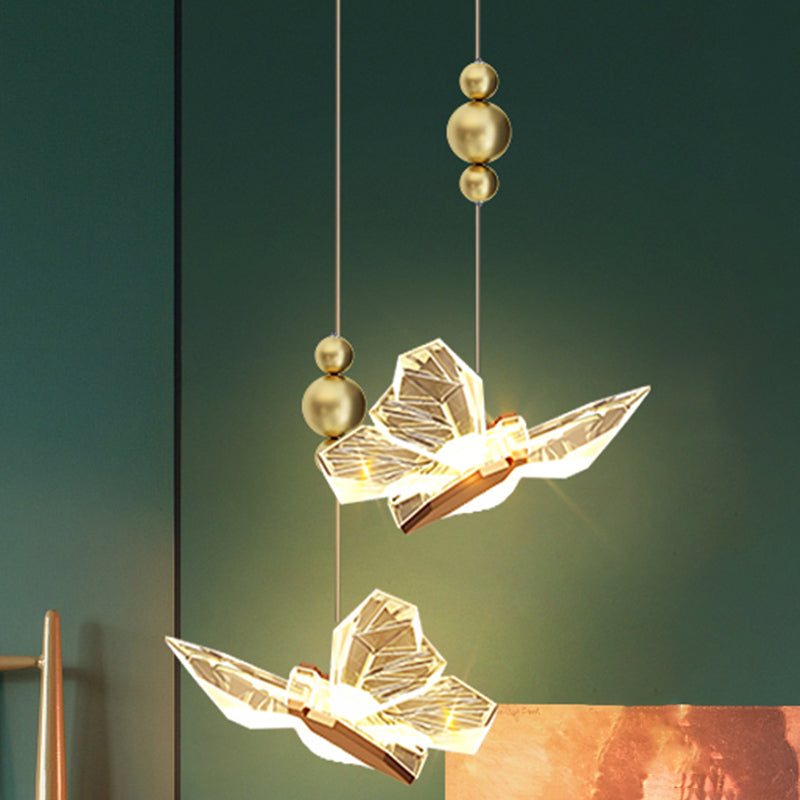 Gold Acrylic Down Lighting Pendant Contemporary 1-Light Ceiling Light for Bedroom