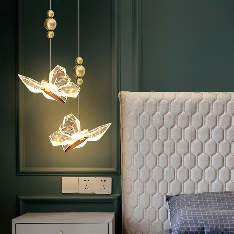 Gold Acrylic Down Lighting Pendant Contemporary 1-Light Ceiling Light for Bedroom