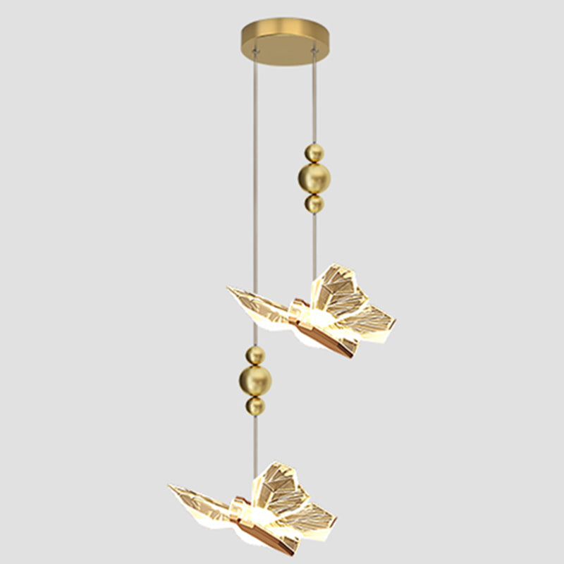 Gold Acrylic Down Lighting Pendant Contemporary 1-Light Ceiling Light for Bedroom
