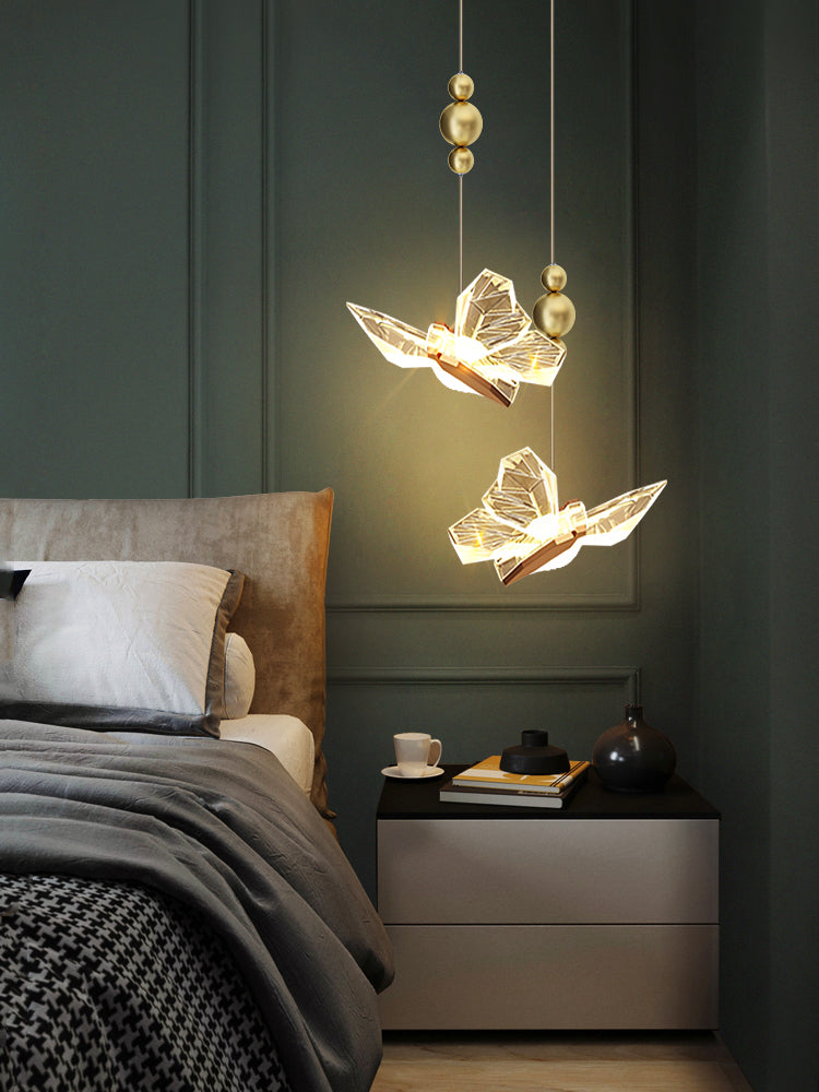 Gold Acrylic Down Lighting Pendant Contemporary 1-Light Ceiling Light for Bedroom