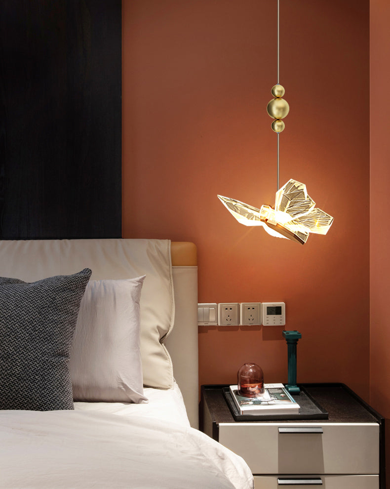 Gold Acrylic Down Lighting Pendant Contemporary 1-Light Ceiling Light for Bedroom