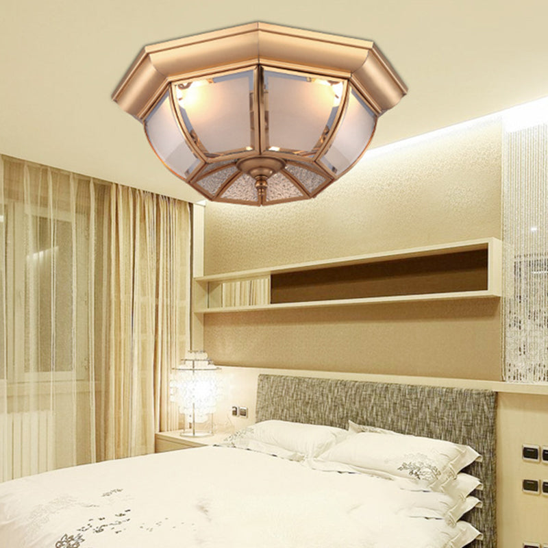 Minimalist Bowl-Shaped Close to Ceiling Lighting Glass Ceiling Mounted Light in Brass