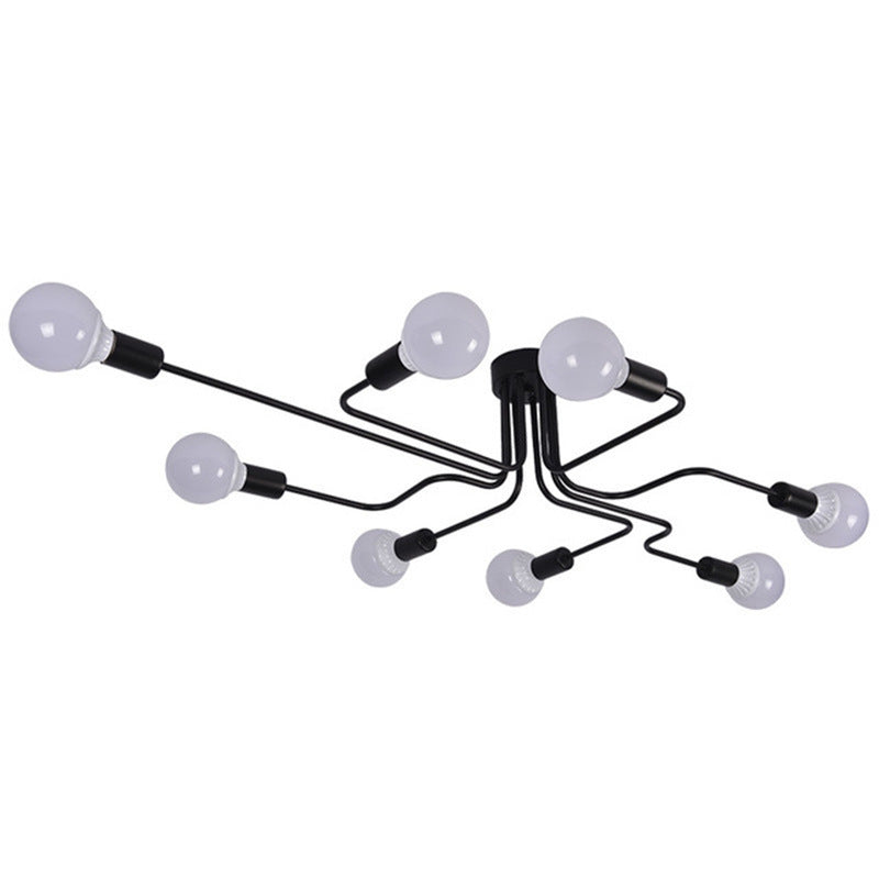 Spoutnik Semi-Flush Mount Light Fixture Industrial Metallic Ceiling Mount Chandelier for Bedroom