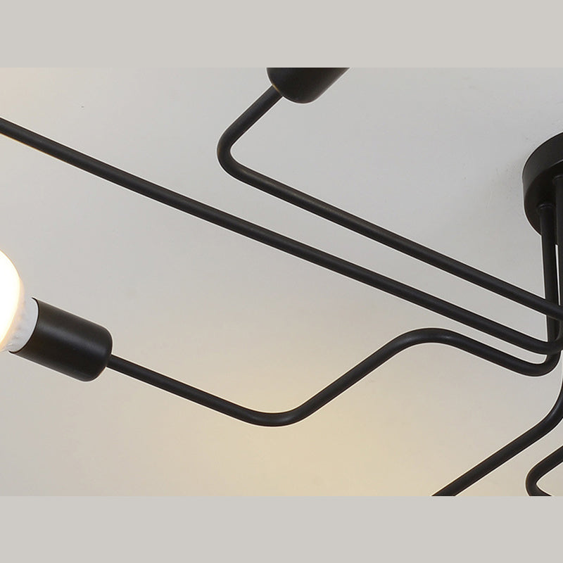 Spoutnik Semi-Flush Mount Light Fixture Industrial Metallic Ceiling Mount Chandelier for Bedroom