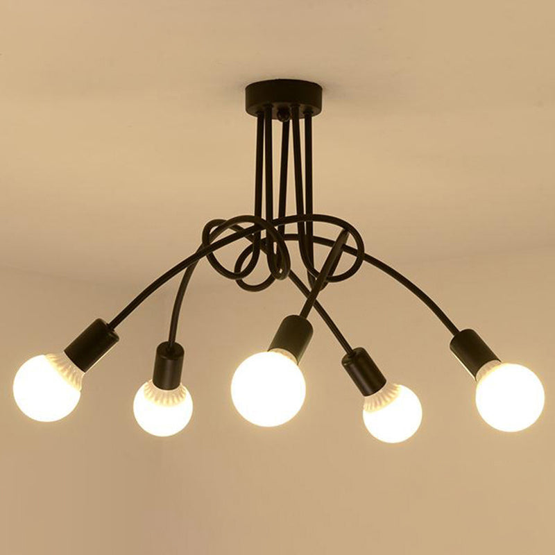 Lustre métallique industriel à montage Semi-encastré, ampoule nue, montage au plafond, pour chambre à coucher