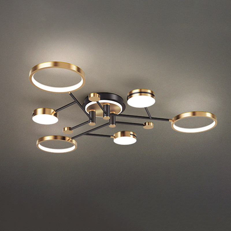 New Modern Metal Flush Light Sputnik Semi Flush Ceiling Light Fixtures for Living Room