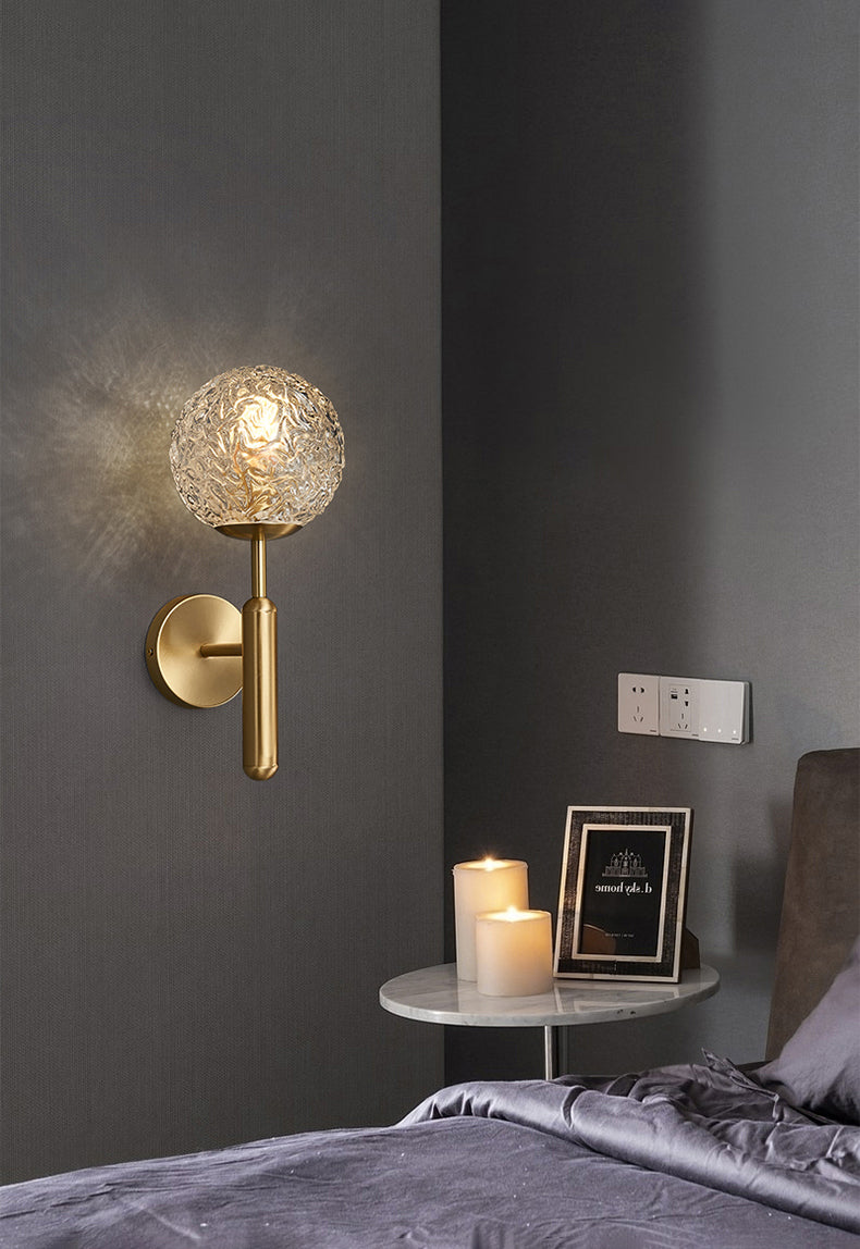 Lámpara de pared colgante de globos de bronce en un estilo de pared de cobre moderno estilo creativo con sombra de vidrio