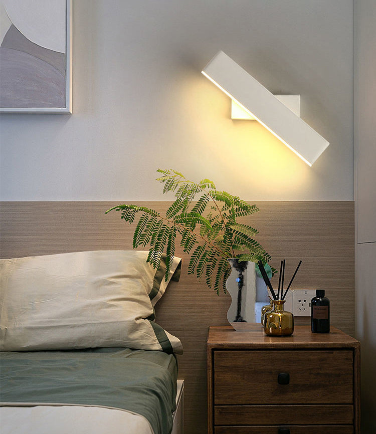 Rectangular LED Rotatable Wall Sconce in Modern Concise Style Wrought Iron Wall Lamp with Acrylic Shade