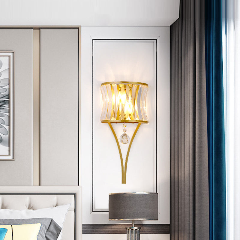 Lámpara de pared geométrica de cristal en moderna luz de pared de hierro forjado de estilo de lujo para espacios interiores
