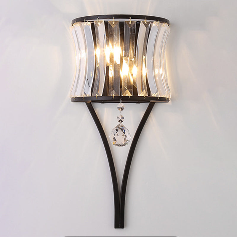 Lámpara de pared geométrica de cristal en moderna luz de pared de hierro forjado de estilo de lujo para espacios interiores