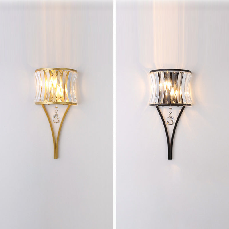 Lámpara de pared geométrica de cristal en moderna luz de pared de hierro forjado de estilo de lujo para espacios interiores