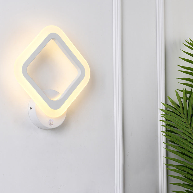 Amplia de la pared LED blanca acrílica en la lámpara de pared geométrica de hierro forjado de estilo conciso moderno para espacios interiores