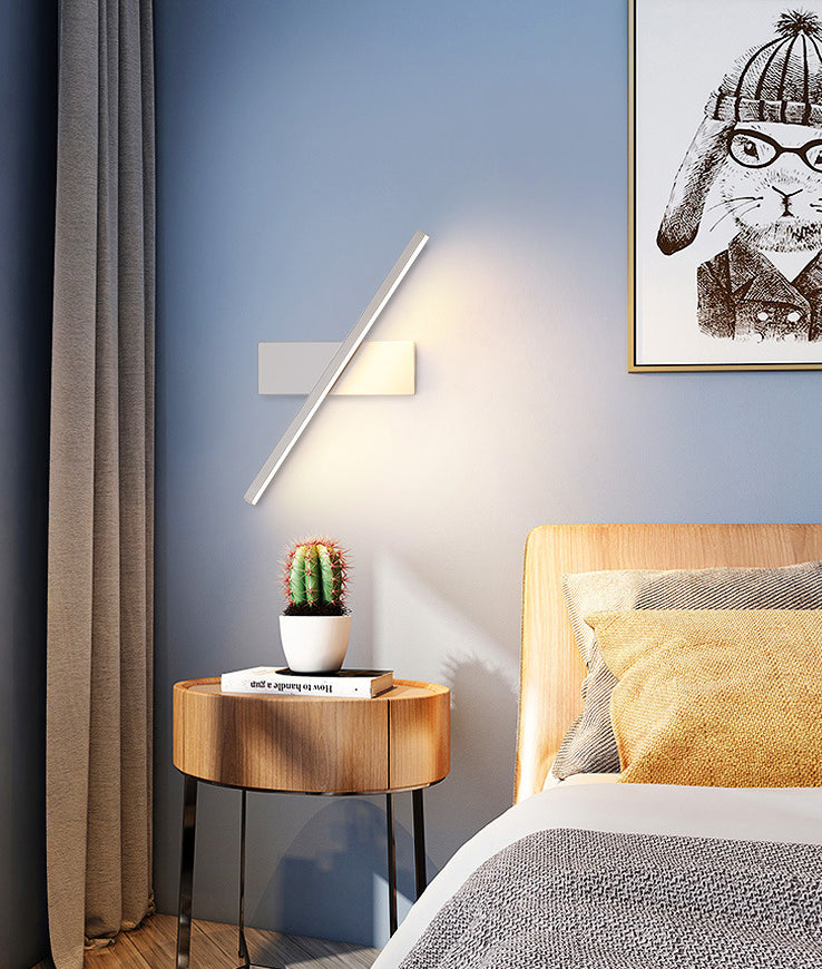 Lámpara de pared LED rectangular de aluminio en simplicidad moderna de hierro forjado aplastador de pared giratoria con sombra de silicona