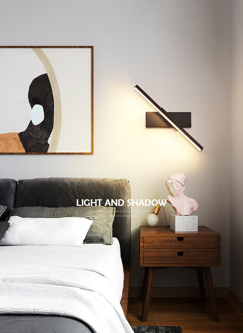 Lámpara de pared LED rectangular de aluminio en simplicidad moderna de hierro forjado aplastador de pared giratoria con sombra de silicona