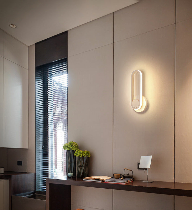 Modern Creative LED Rotatable Wall Lamp Wrought Iron Oblong Wall Sconce with Silicone Shade