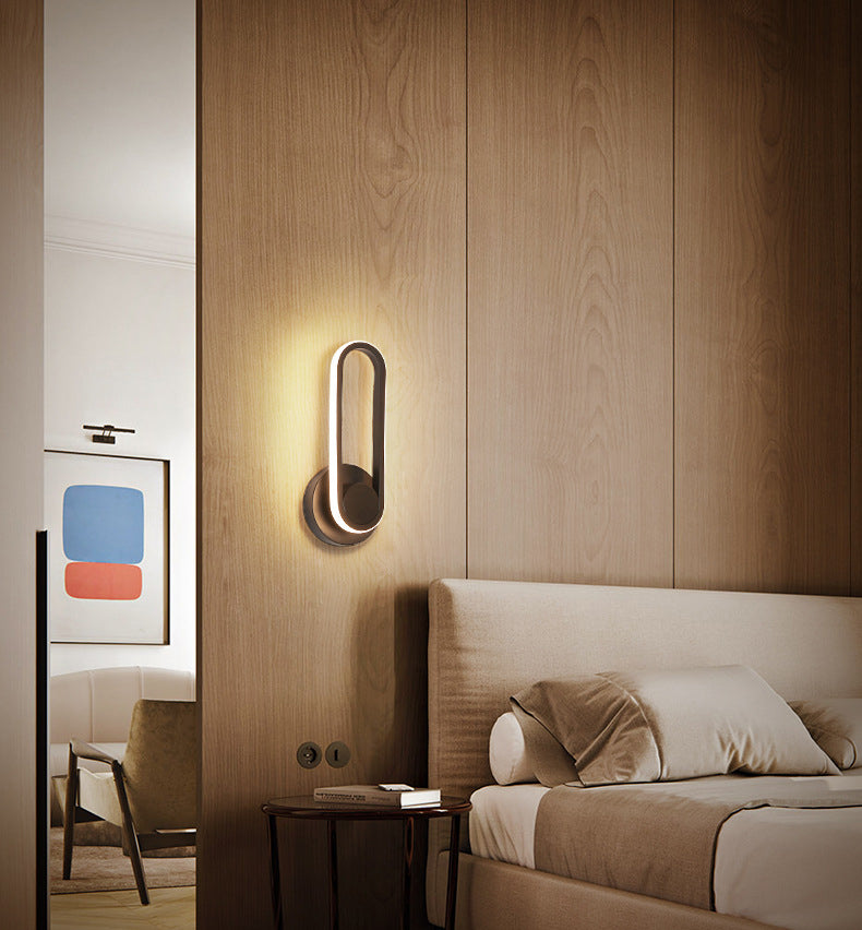 Modern Creative LED Rotatable Wall Lamp Wrought Iron Oblong Wall Sconce with Silicone Shade